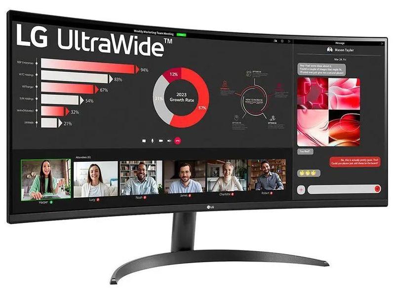 Monitor LG UltraWide Curvo Tela VA de 34”, WQHD - 34WR50QC-B